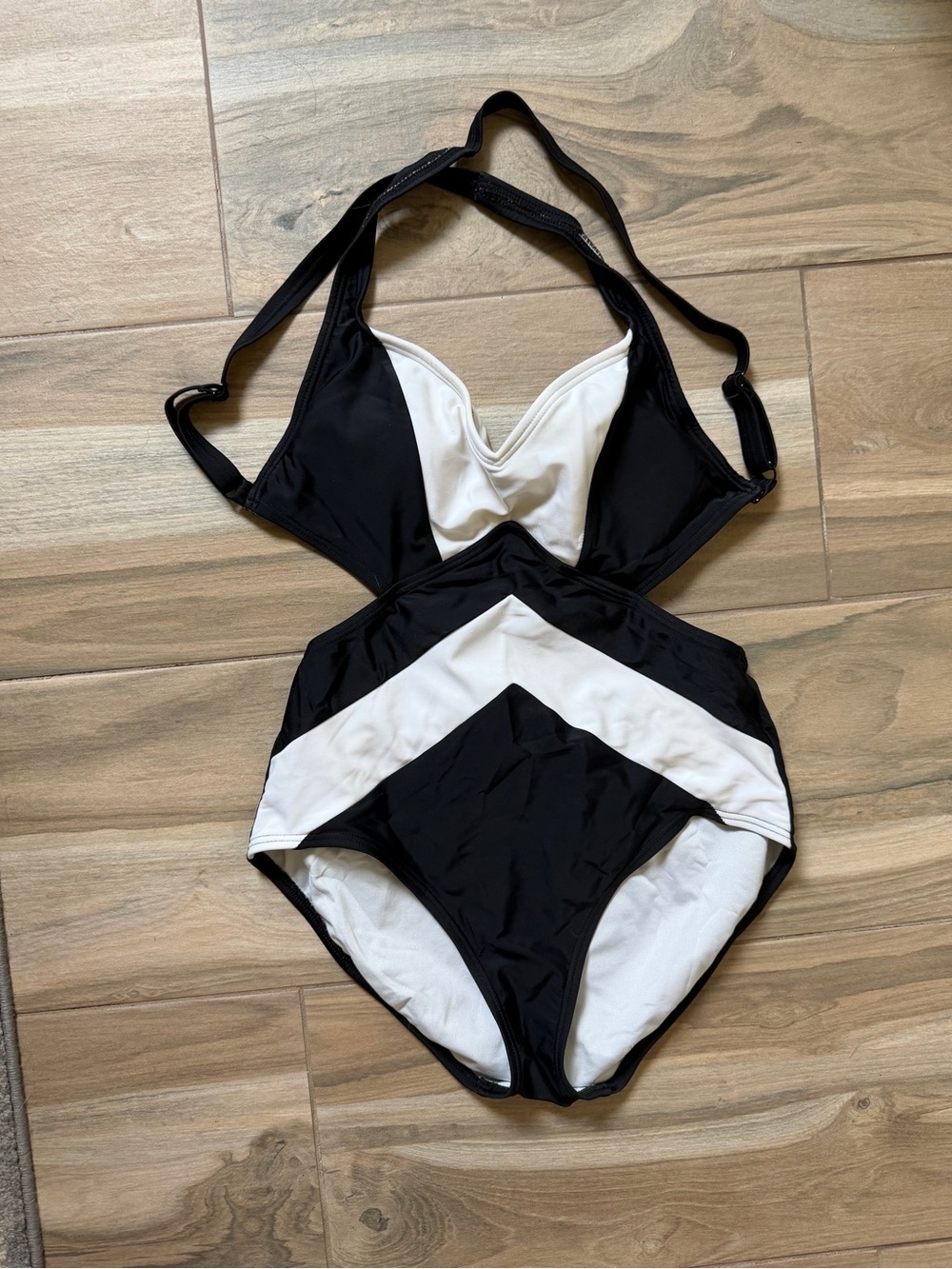 Michael Kors Black & White Chevron One-Piece Swimsuit
